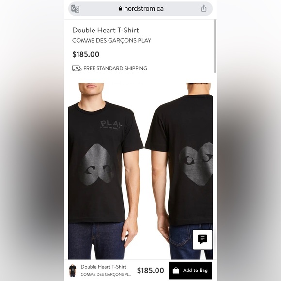 COMME DES GARÇONS PLAY Double Heart T-Shirt - Picture 4 of 4